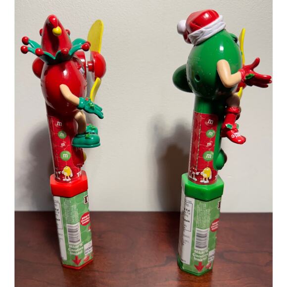 Set of 2 M&M Christmas Green Fan and Red Candy Holiday Hand Fan NO Candy - Picture 2 of 8